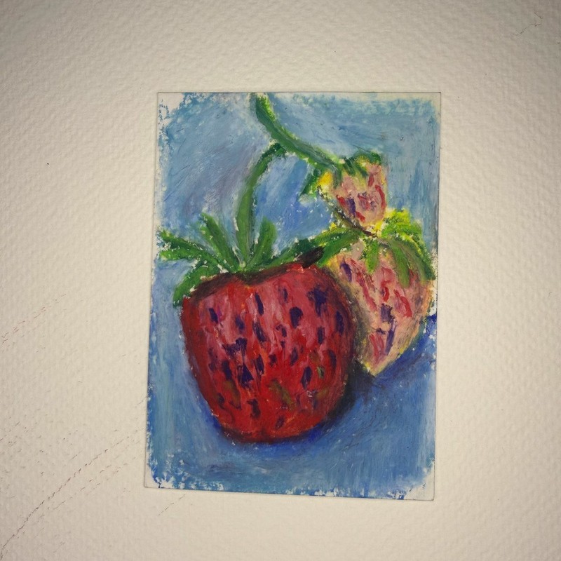 Original ACEO watercolor - Ripening - strawberries garden art