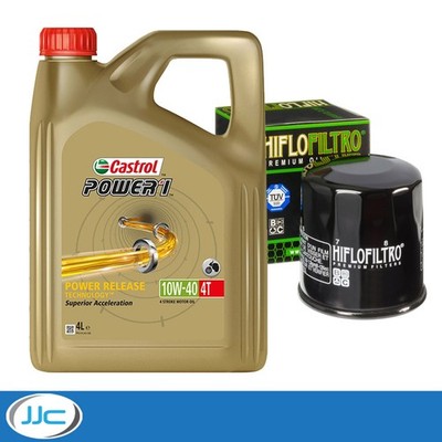 Castrol Power 1 10W40 Oil & HiFlow Filter For Suzuki 2005 SV1000 K5 HF138