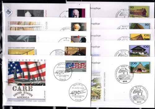 // GERMANY 1995 - 10 FDC - ARCHITECTURE, FAMOUS PEOPLE