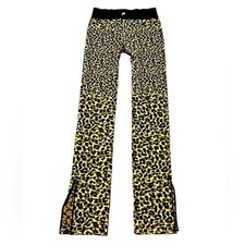 Women  s Fabletics Animal Print Leggings Ankle Slits Cheetah Medium