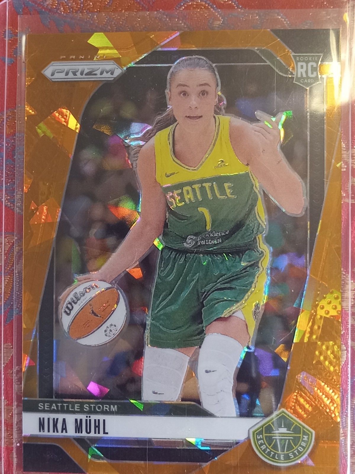 Nika Muhl 2024 Panini WNBA Basketball Prizm ORANGE CRACKED ICE #75 Seattle Storm