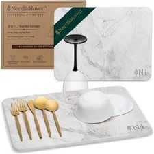 Stone Dish Drying Mat for Kitchen Counter, Quick Drying Diatomaceous Earth Stone