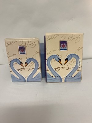 USPS Love Swans Stamp Note Cards Stationery Set Lot of 2