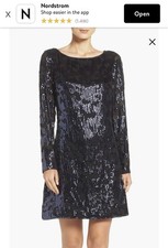 Vince Camuto Women's All Over Sequined In Navy A-Line Dress NWT Sz 2
