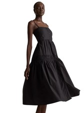 Quince 100% Organic Cotton Poplin Spaghetti Strap Maxi Dress Black Sz MED