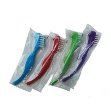 Dream Adult Denture Brush Dual-Head Contoured Handle Assorted Colors 12/Pack Set