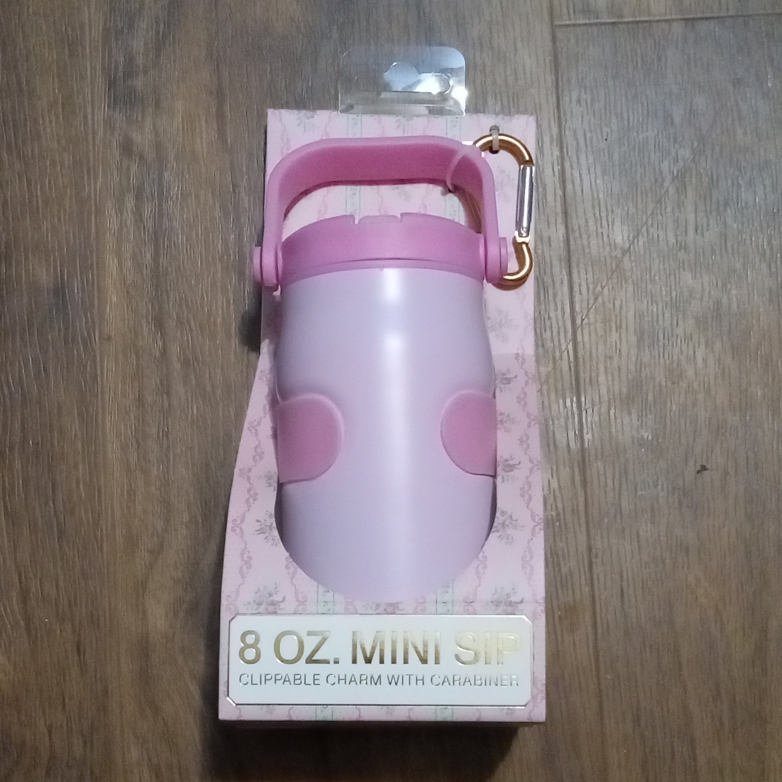 Sweet Heart Club Mini Sip Plastic Water Bottle Purple 8 oz Clip-on Carabiner