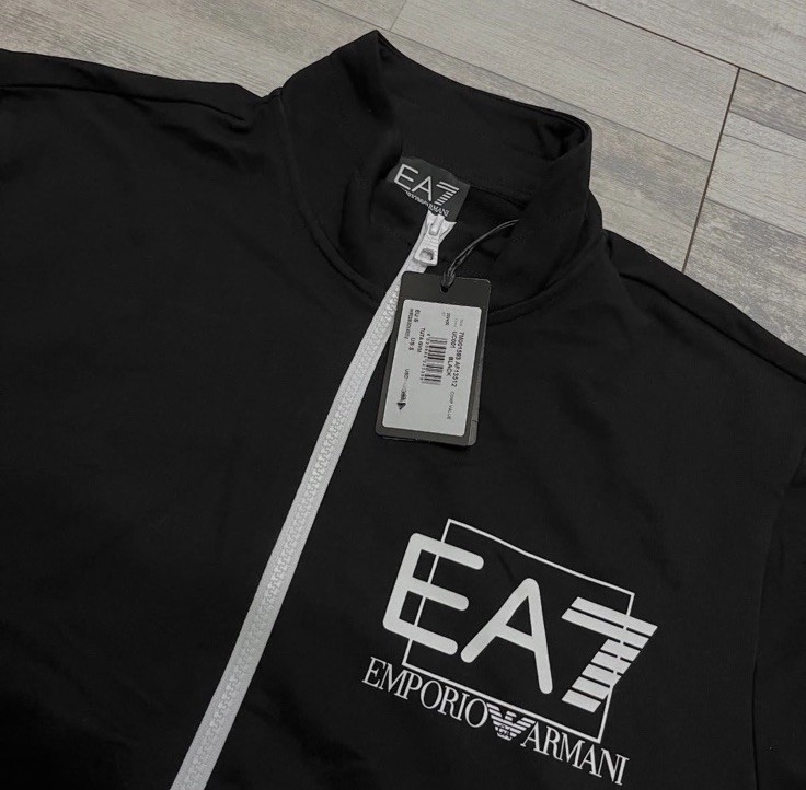 EMPORIO ARMANI EA7 Mens Tracksuit Jacket & Jogger Pants Black