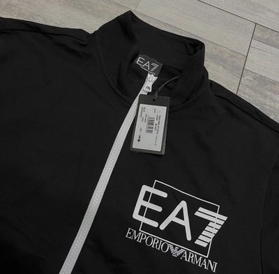 EMPORIO ARMANI EA7 Mens Tracksuit Jacket & Jogger Pants Black