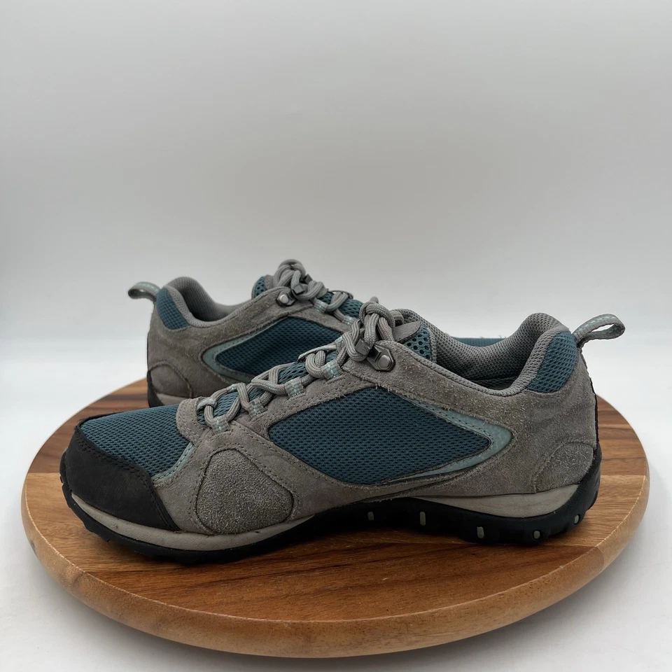 Size 9 Columbia Womens Access Point II Waterproof Gray/teal Hiking Shoes - Image 2 of 4