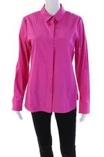 Theory Womens Button Front Long Sleeve Collared Shirt Pink Size Medium