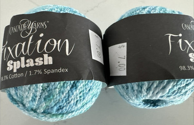 Cascade FIXATION SPLASH Yarn #110-Tropical Sea- STRETCHY-50G Ea.-Lot Of (2)