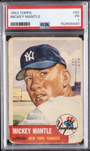 1953 TOPPS #82 MICKEY MANTLE PSA 1