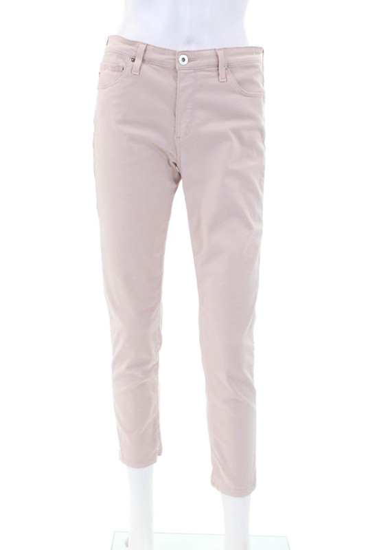 AG Adriano Goldschmied Womens The Prima Crop Cotton Pants Pink Size 27