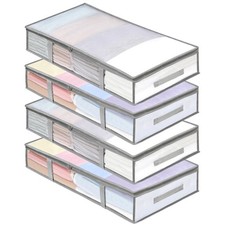 4 Packs Under Bed Storage Containers Bins, Humid-Proof Plastic Underbed Stora...