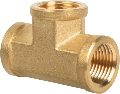 1/2" NPT Female Tee 3 Way Brass Pipe Fitting for Propane Gas Air Flow