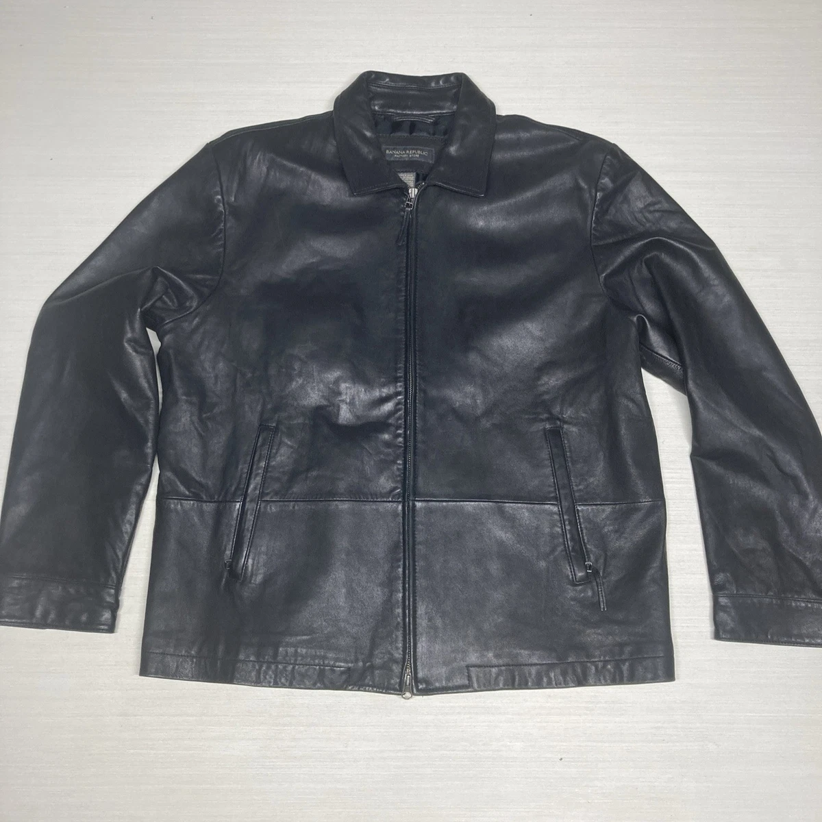 Banana Republic Black Leather Outer Shell Coats, Jackets & Vests