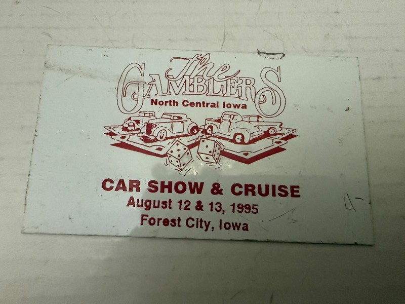 1995 The Gamblers Car Show and Cruise Forest City Iowa Auto Dash Plate