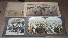 4 Stereoviews Atlantic City Beach Bathers Crowds Bathing Suits New Jersey Kelley
