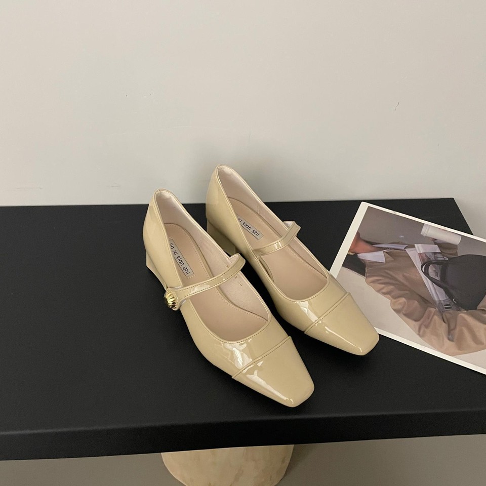 Block Mid Heels Soft Comfort Mary Jane Shoes Women Ankle Strap Office