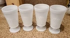 WHITE MILK GLASS VINTAGE 4 pcs. 10 oz footed goblets, grape clusters.