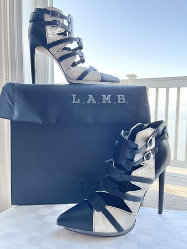 L.A.M.B. by Gwen Stefani Women's Black & White Leather Kaine Ankle Bootie Sz 8M - Picture 7 of 22