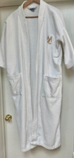 Men s Bernard White With Monogram Spa Robe. Size M/L. 100 Cotton. MidCalf.