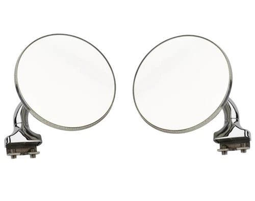 Universal 4" Peep Mirrors Stainless Steel Pair Hot Rod Street Rod VW Polished 2