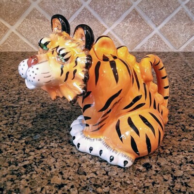 Tiger Teapot Ceramics Tea Pot by Blue Sky and Heather Goldminc Animal Décor 