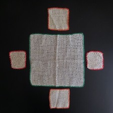 5 Square Placemats Sewing Crochet Cotton Art Deco Handmade Italy Set N5550 