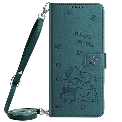 For Samsung Galaxy A16 15 A10 M10 Magnetic Cute Long Strap Wallet Phone Cover
