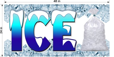   2' X 4' VINYL BANNER BAGGED ICE FULL COLOR DESIGN / CUBED ICE