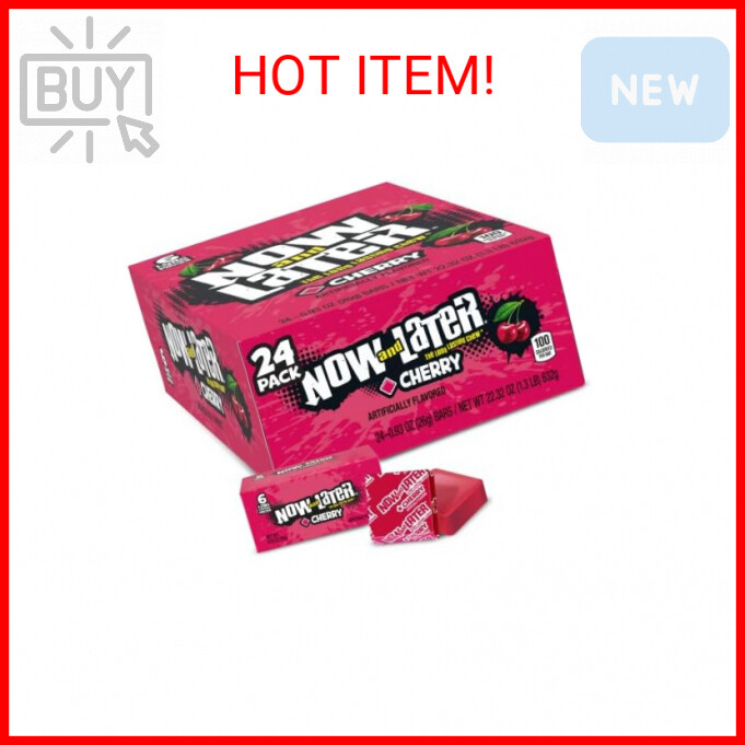 Now & Later Cherry Flavor Candy Bars 0.93oz Pack of 24