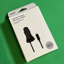 17w Verizon Vehicle Car Charger w/LED Light & Dual Output  USB port + Micro USB