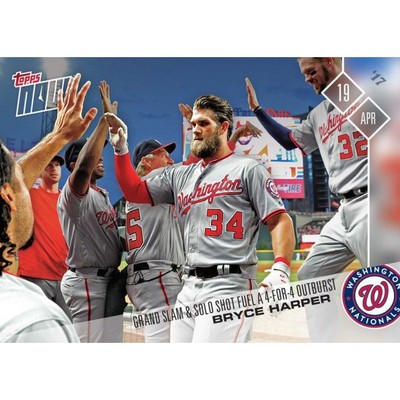 2017 TOPPS NOW #64 BRYCE HARPER GRAND SLAM AND SOLO HR FUELS 4- FOR-4 OUTBURST