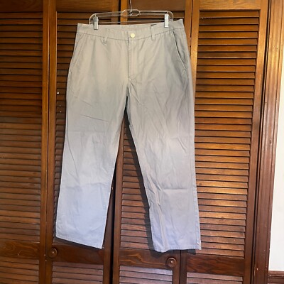 Bonobos Pants Men's Size 34 x 27 Gray Flat Front Straight Leg 100% Cotton