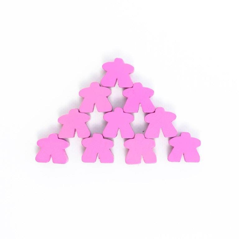 Meeples: Wooden Meeple 16mm Pink x 30