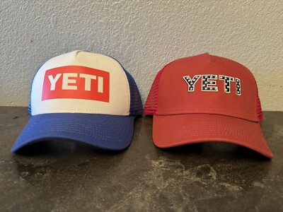 2 YETI Mid Pro American & Star B Trucker Mesh Snap Back Hat Cap
