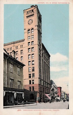 Portland OR Oregonian Building Newspaper Bldg Downtown c1905 Vtg Postcard E20