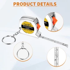 3' (1m) Mini Keychain Tape Measure x3. Locking, Lightweight US Shipping