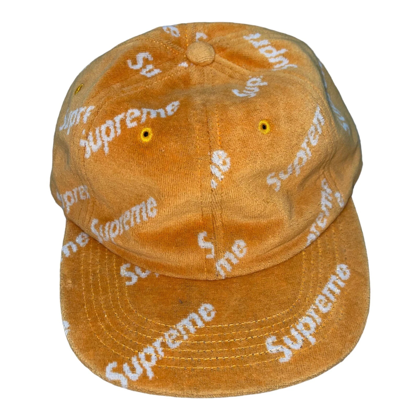 Chapeau casquette en diagonale en velours Supreme 6 panneaux orange automne hiver 2017