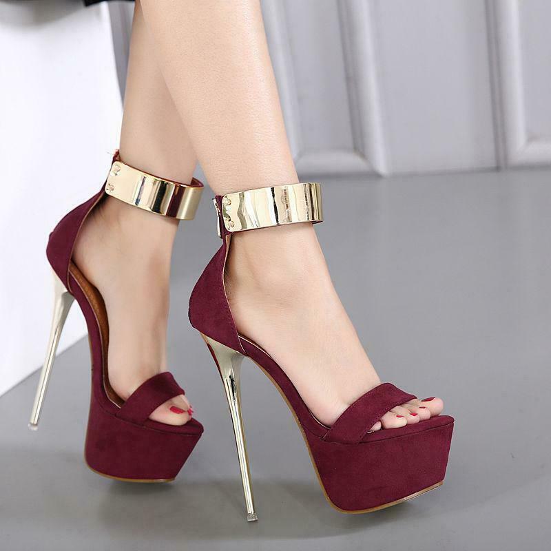 Womenu0026#039;s Platform Sandals Ankle Strap Shoes Stiletto Heels Peep Toe  Fashion Chic | eBay