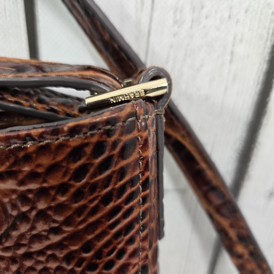 BRAHMIN Melbourne Marley Xbody Croc Embossed Bag Pecan Purse eBay