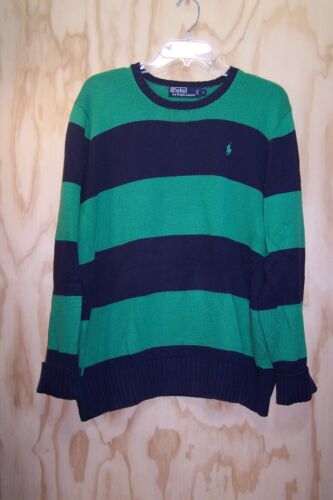 VINTAGE Polo Ralph Lauren Sweater Green & Navy St… - image 1