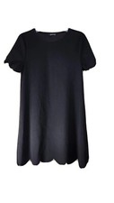 Shein Dress Mini Womens Black Short Sleeve Stretch Scallop Hem M