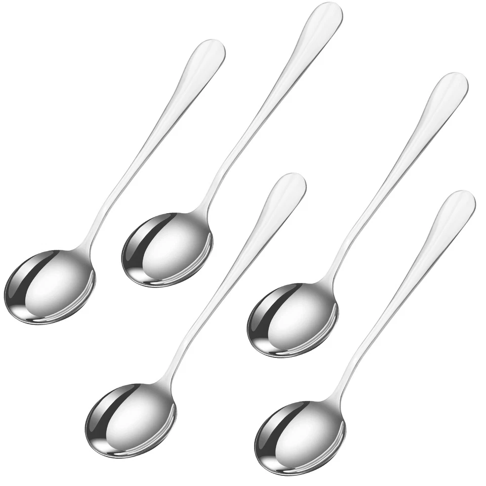 4X PC STAINLESS STEEL SOUP SPOON CUTLERY SPOONS SET - High Quality - Image 3 of 4