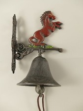 Glocke, T&uuml;rglocke, Wandglocke aus Gusseisen, Trekker  rot H 15cm