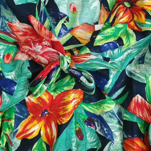 Vintage Hawaiian Be Smart Dress Maxi Womens 2 Aloha Floral Tulip Tie Usa Rayon - Picture 6 of 12