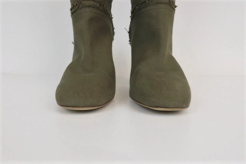 Botas hasta la rodilla Stella McCartney lona deshilachada oliva talla 41 tacón alto Foto 3 de 4