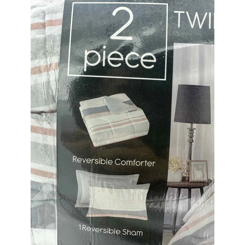 Pem America, Grace 2-Pc. Reversible Stripe Twin Comforter Set MSRP $80.00 - Image 4 of 4